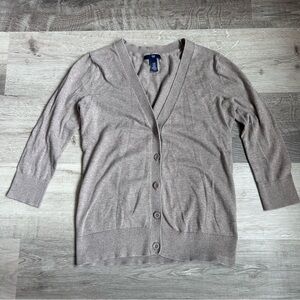 GAP Women's Taupe Button-Front V-Neck Cardigan